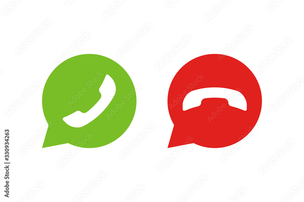 Poster handset call in bubble isolated icon vector. flat on white backdrop