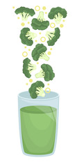 Green vegetarian broccoli smoothie. Isolated flat vector illustration.