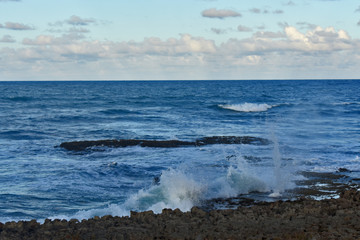waves break on the shore. Atlantic ocean. Dominican Republic