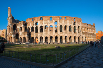 Fototapeta na wymiar Rome Italy panoramic sunny view of the Colosseum