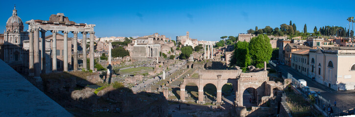 Fototapeta premium Rome Italy panoramic sunny view of Imperial Fora