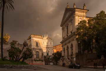 Fototapeta premium Rome Italy panoramic view of the city with cloudy sky