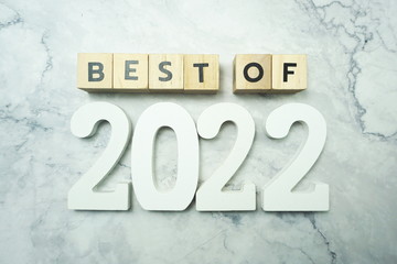 Best of the year 2022 letter word on marble background