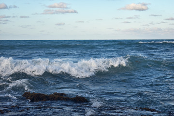 waves break on the shore. Atlantic ocean. Dominican Republic