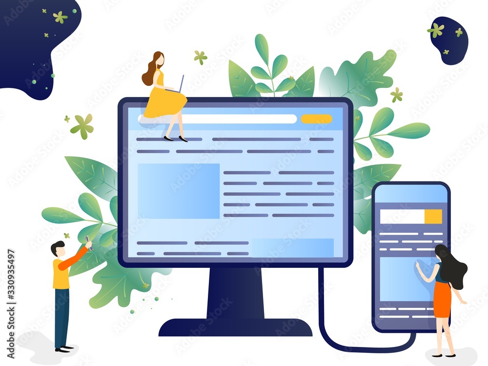 Wall mural vector illustration of the concept of web page design and development of mobile websites