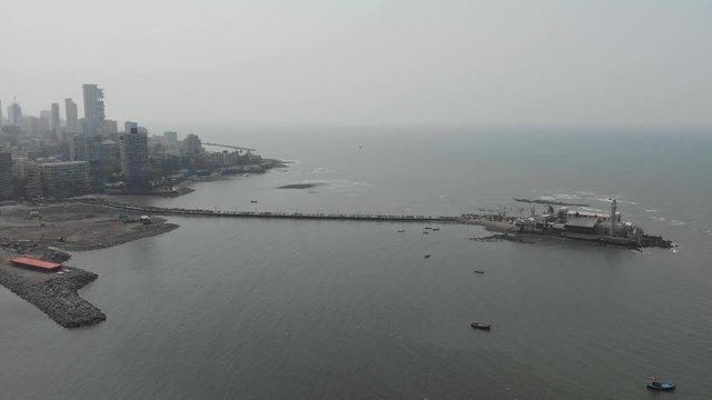 Drone shot of Haji ali Dargah and walkway