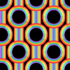Rainbow background. Retro seamless pattern the 50s and 60s inspired. Seamless abstract Vintage backdrop in sixties style. Vector illustration