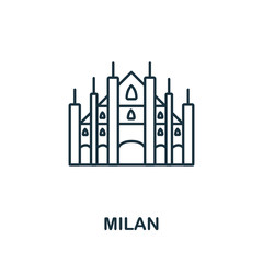 Milan icon from italy collection. Simple line Milan icon for templates, web design and infographics