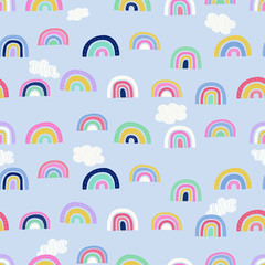 Rainbow seamless repeat vector pattern. Great for children's products, parties, bedding, clothing, stationery, sleepwear