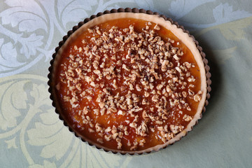 tart with jam and nuts