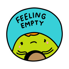 Obraz premium Felling emty hand drawn vector illustration sticker pin patch sad avocado