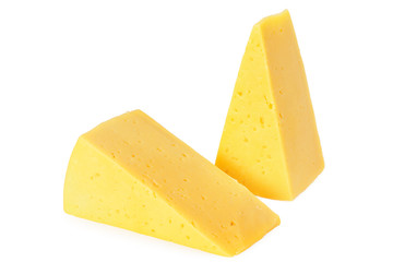 Cut of cheese isolated on a white background