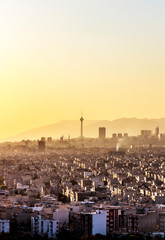 Tehran skyline at sunset.