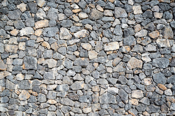  Beschaffenheit einer grauen und schwarzen Lava-Natursteinmauer als abstrakter Hintergrund