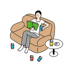 ソファに座っている男性
