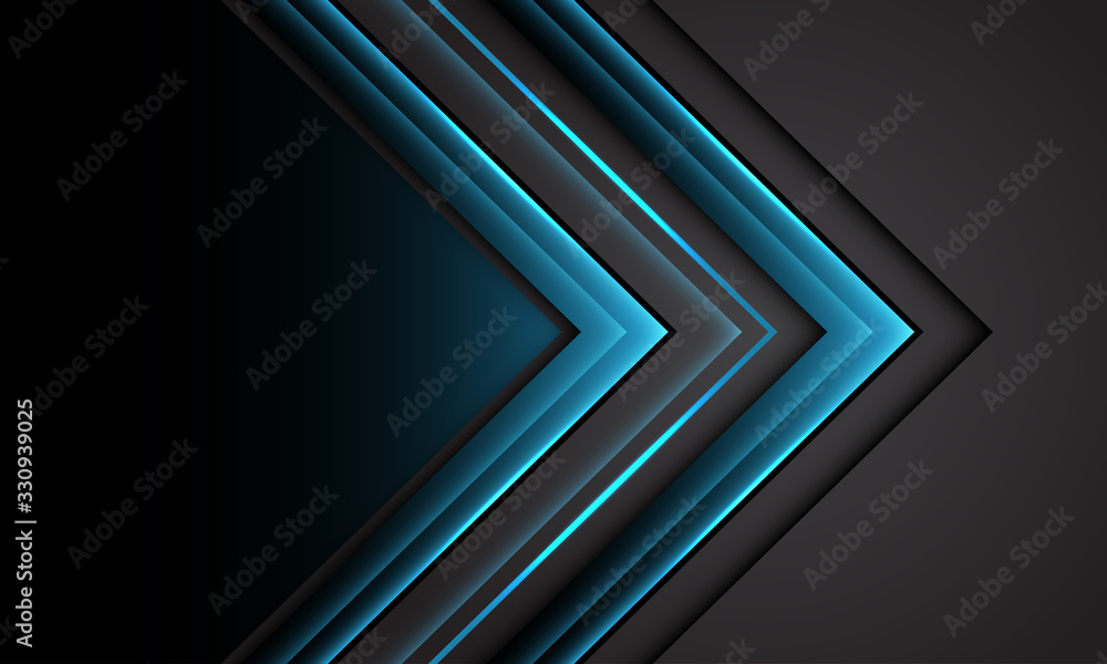 Wall mural abstract blue light grey arrow direction with black plank space design modern futuristic technology 