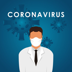 Man With Masker Corona Virus Vector Illustration Science For Medical Background