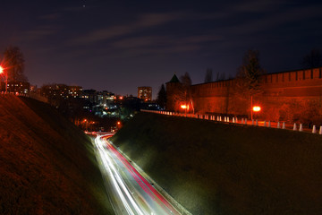panorama of Nizhny Novgorod at night. Kremlin