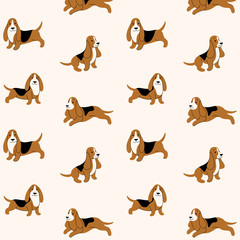 Cartoon happy basset hound - simple trendy pattern with dogs. 