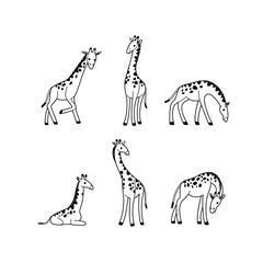 Cartoon giraffe sketch line icon. Сute animals icons set. Childish print for nursery, kids apparel, poster, postcard, pattern. © Lili Kudrili