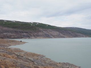 Fantastic Austerdalsvatnet lake near Svartisen glacier in Norway