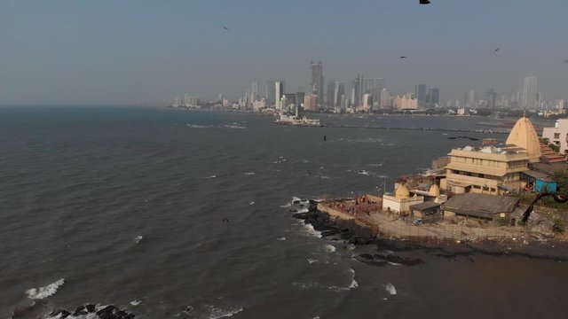 Drone shot of the Mumbai coast