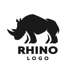 African rhino silhouette. Logo, symbol. Vector illustration.