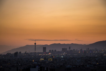 Colorful sunset of Tehran skyline.Tehran-Iran cityscape at the afternoon.