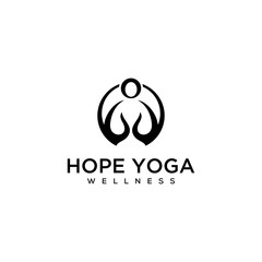 Illustration of yoga forms for health and peace of mind logo design.