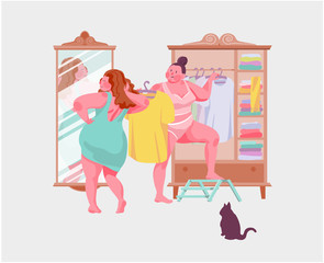 body positive, self-acceptance, girls in the dressing room