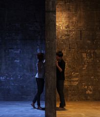 Fototapeta na wymiar Relationship difficulties,Between the wall of love,3d rendering
