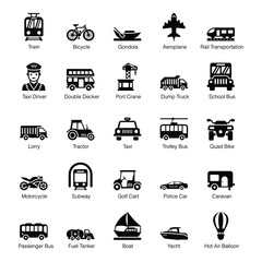 Pack Of Transport Solid Icons 