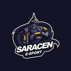 arabic saracen knight e-sport gaming mascot logo template