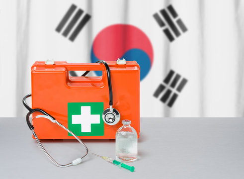 First aid kit with stethoscope and syringe - South Korea