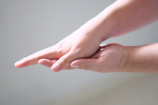 Women Show Rubbing Their Hands When Using Alcohol Gel, Corona Virus Elimination Concept