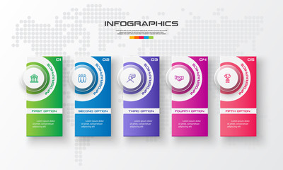 Fototapeta premium Business infographics template 5 steps rectangle,Vector illustration.