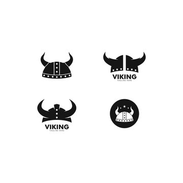 Viking helmet logo vector icon template