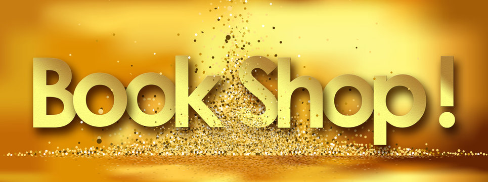Book Shop in golden stars background