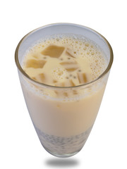 soy milk on white background. (clipping path)