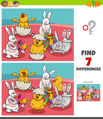differences game with comic Easter characters