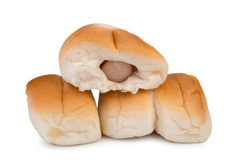 sausage in the dough on white background. (clipping path)
