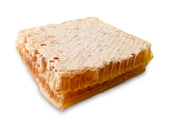 Fresh honeycombs on white background. (clipping path)