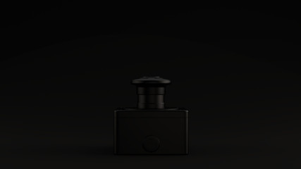 Black Emergency Stop Button Switch  Black Background 3d illustration 3d render	