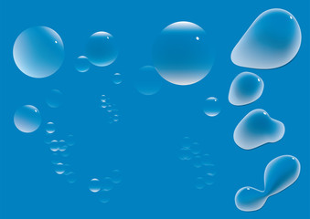 Illustration set of water, water drops and bubbles