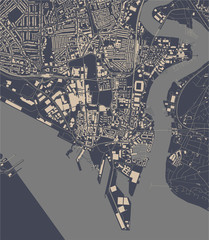 map of the city of Southampton, Hampshire, South East England, England, UK