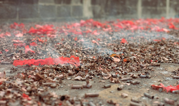 explosive firecracker celebrate for honor on Shrine Festival