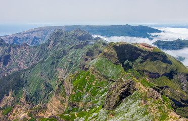 Madeira central mountains landscape ariero hiking clouds