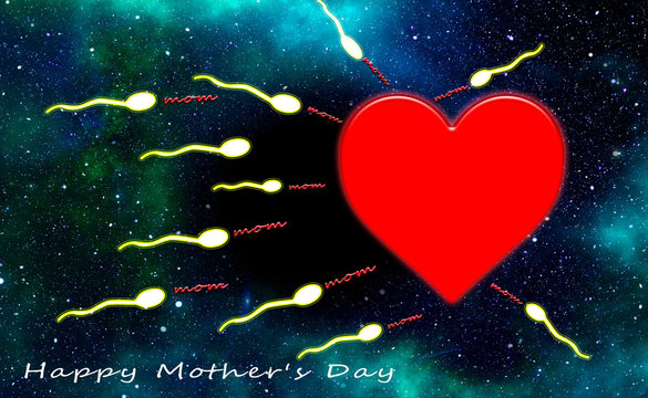 Ilustraci&oacute;n que representa unos espermatozoides camino al interior de su futura mam&aacute;.