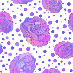 Seamless pattern with flowers roses, vector floral illustration in vintage style