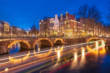 Foto op Canvas Amsterdam, Nederland Bruggen en kanalen © SeanPavonePhoto